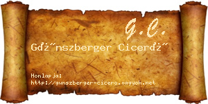 Günszberger Ciceró névjegykártya